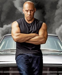 Vin Diesel Sitting On Car Diamond Painting