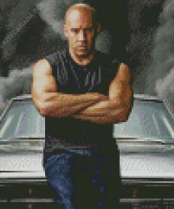 Vin Diesel Sitting On Car Diamond Painting