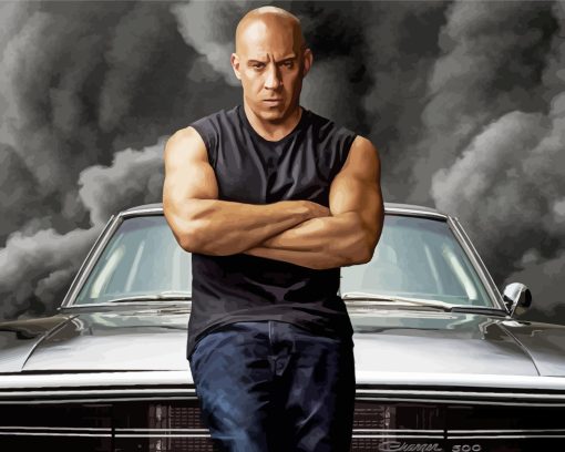 Vin Diesel Sitting On Car Diamond Painting