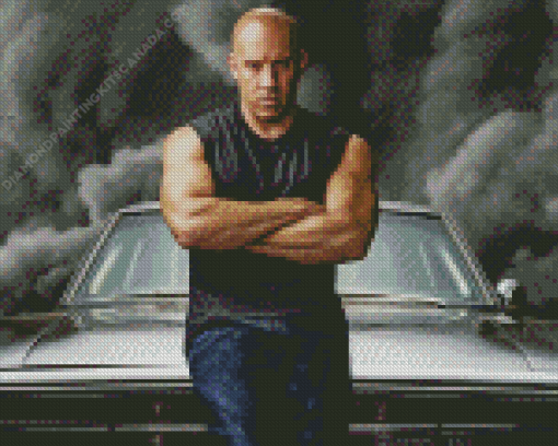 Vin Diesel Sitting On Car Diamond Painting