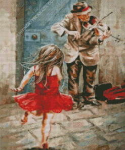 Violinist Man And Girl Diamond Painting