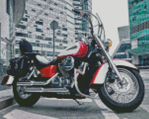 White and Red Honda Shadow Diamond Painting