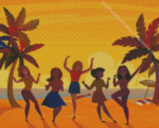 Women Dancing on Beach Diamond Painting