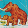 Woolly Mammoth Mother And Baby Diamond Painting