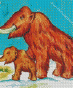 Woolly Mammoth Mother And Baby Diamond Painting