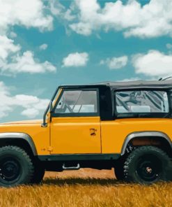 Yellow Vintage Land Rover Car Diamond Painting