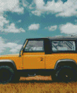 Yellow Vintage Land Rover Car Diamond Painting