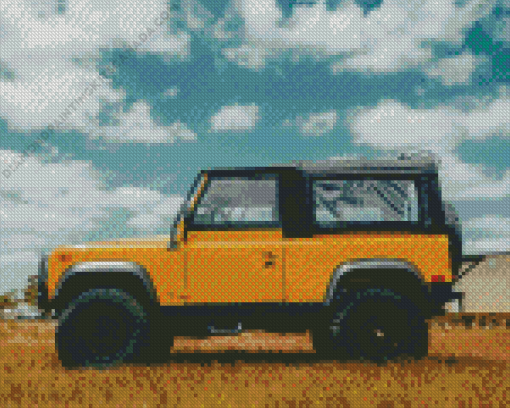 Yellow Vintage Land Rover Car Diamond Painting