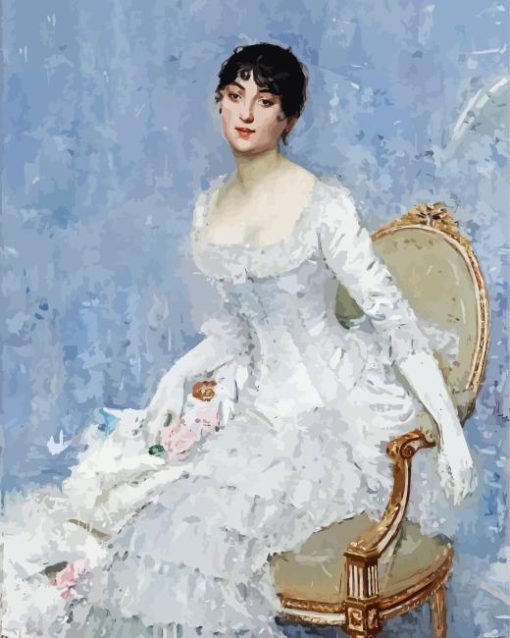 Young Lady in White by Paul Cesar Diamond Painting