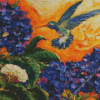 Abstract Hummingbird and Hydrangeas Diamond Painting