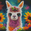 Adorable Llama With Flowers Diamond Painting