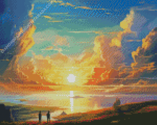 Anime Sea Sunrise Diamond Painting