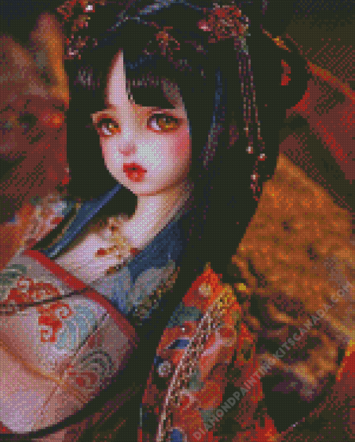 Black Hair Chinese Doll Diamond Painting