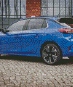 Blue Opel Corsa e Car Diamond Painting