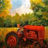 Boy On Tractor Art Diamond Painting