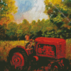 Boy On Tractor Art Diamond Painting