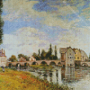 Bridge and Watermill of Moret in Summer Diamond Painting