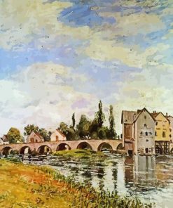 Bridge and Watermill of Moret in Summer Diamond Painting