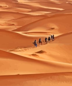 Camel Ride in Brown Landscape Desert Diamond Painting