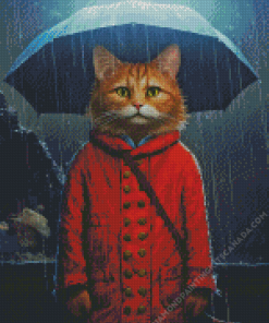 Cat and Umbrella Diamond Painting