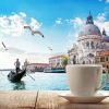 Coffee with Venice Boats View Diamond Painting