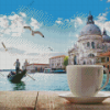 Coffee with Venice Boats View Diamond Painting