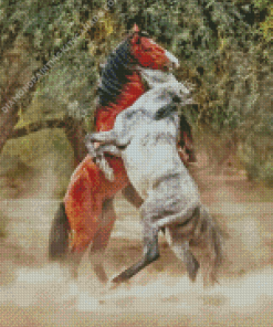 Fighting Horses Diamond Painting