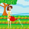 Garden Woman Watering Carrot Diamond Painting