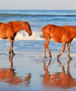 Horses at The Beach Diamond Painting