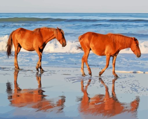 Horses at The Beach Diamond Painting