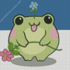 Kawaii Frog Holding Flower Diamond Painting