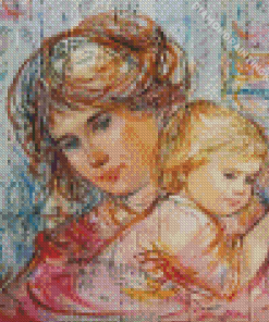 Mother and Daughter Edna Hibel Diamond Painting