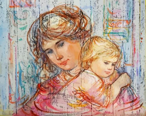 Mother and Daughter Edna Hibel Diamond Painting