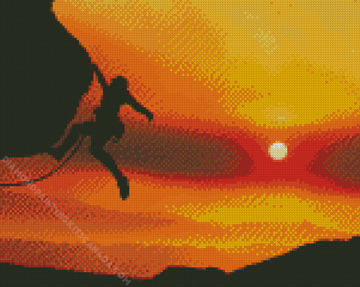 Mountain Climbing Sunset Silhouette Diamond Painting