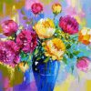 Peonies In a Blue Vase Abstract Diamond Painting