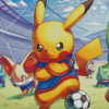 Pikachu Playing Football Diamond Painting