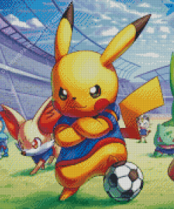 Pikachu Playing Football Diamond Painting