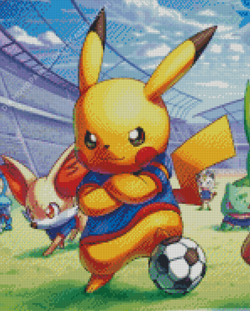 Pikachu Playing Football Diamond Painting