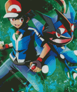 Pokemon Ash And Greninja Diamond Painting