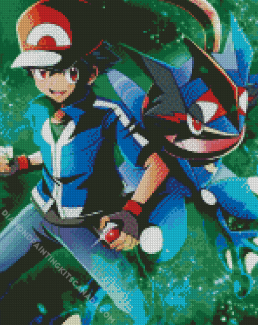 Pokemon Ash And Greninja Diamond Painting