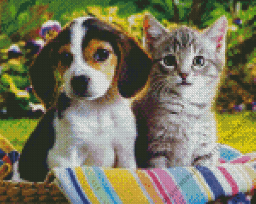 Puppy and Kitten Diamond Painting