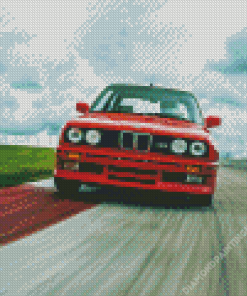 Red BMW E30 on Road Racing Diamond Painting