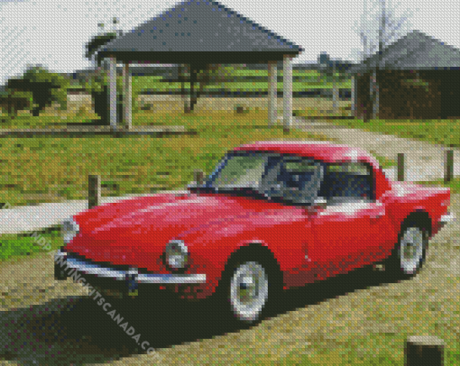 Red Car 1970 Triumph Spitfire Mk3 Diamond Painting