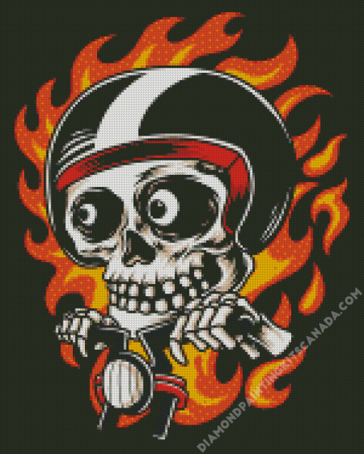 Skull Head Riding A Bike Diamond Painting