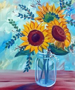 Sunflowers In Mason Jar Diamond Painting