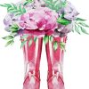 Pink Gumboots and Peony Flowers Diamond Painting