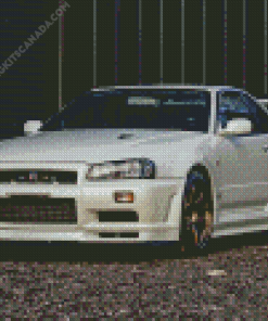 White R34 Skyline GTR Diamond Painting