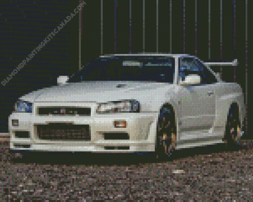 White R34 Skyline GTR Diamond Painting