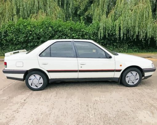 White Car Peugeot 405 Diamond Painting