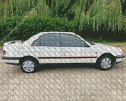 White Car Peugeot 405 Diamond Painting